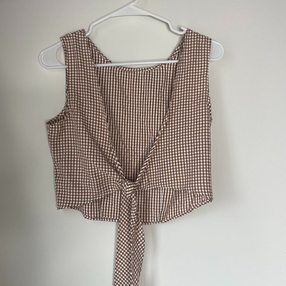 SHEIN Plaid Tie Top - Picture 1 of 5